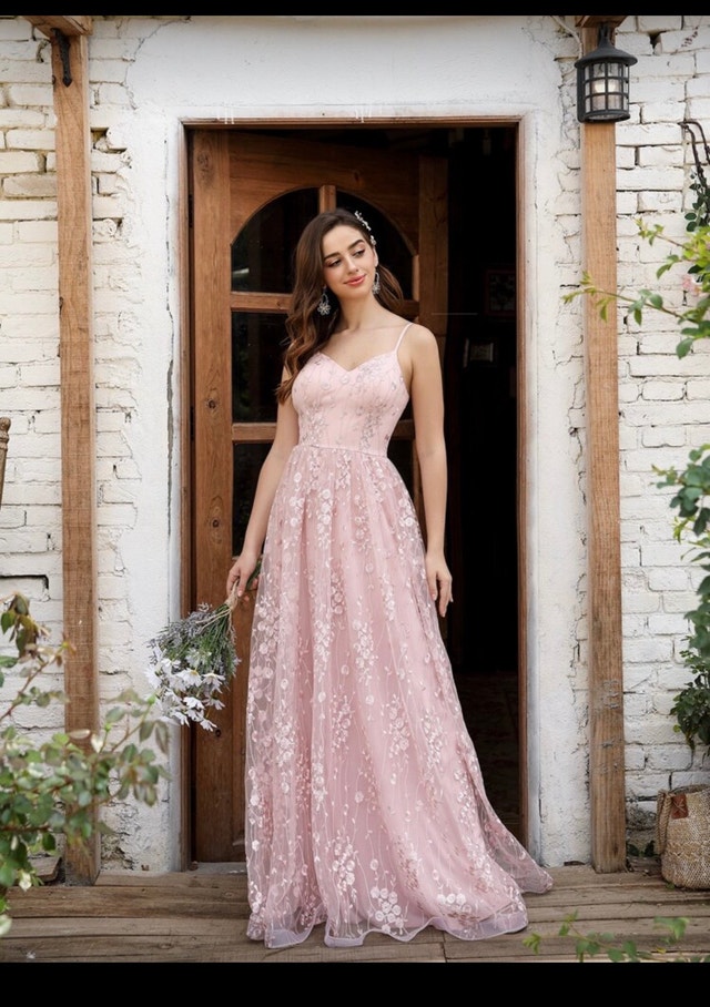 Pink floral lace maxi dress - photo 4