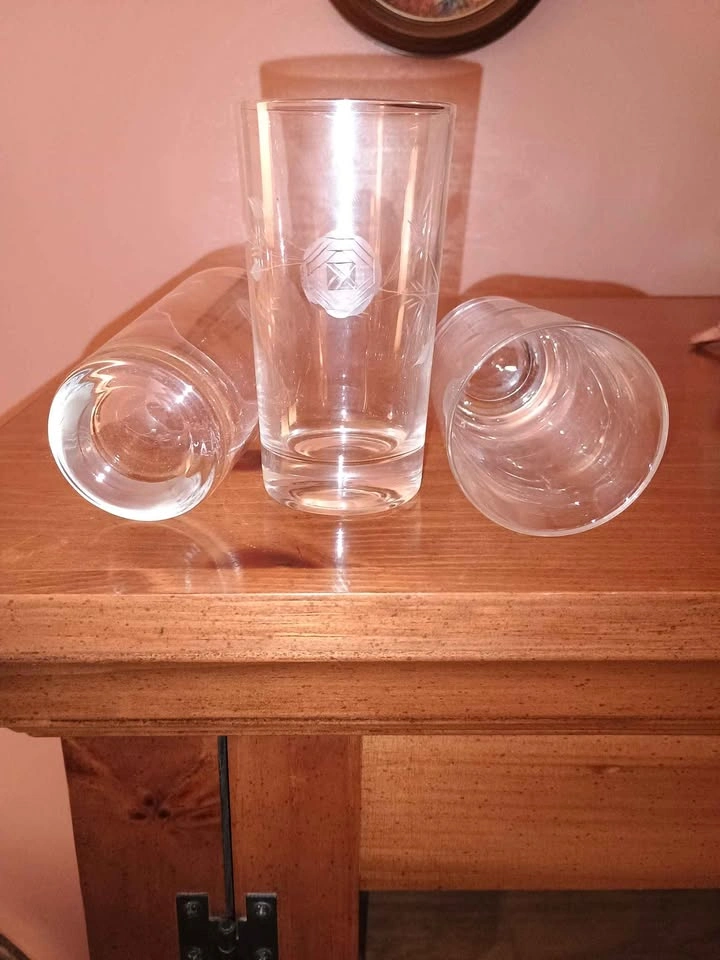 3x Vintage MCM Hand Etched Highball Glasses Roses and Wheat - photo 3