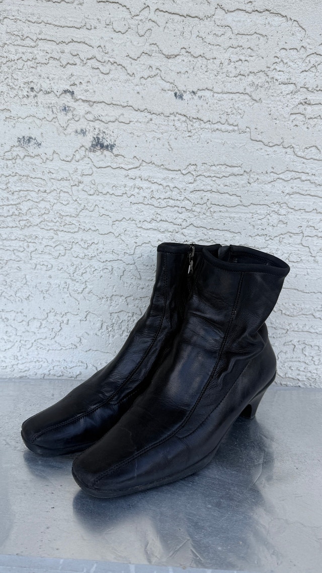 Vintage Prada Black Leather Ankle Boots