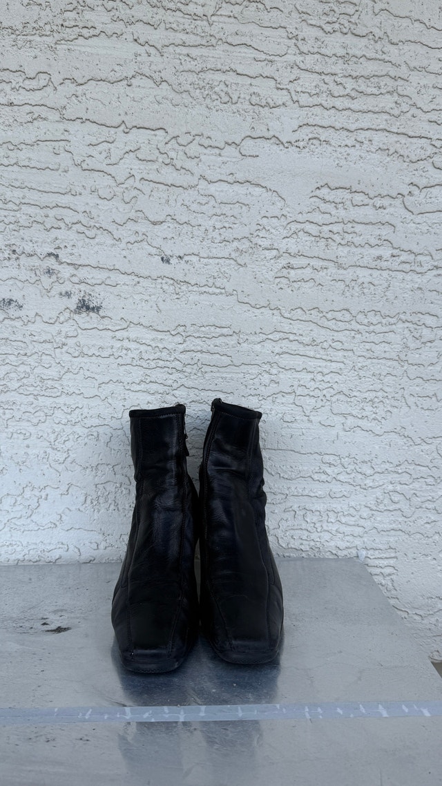 Vintage Prada Black Leather Ankle Boots - photo 2