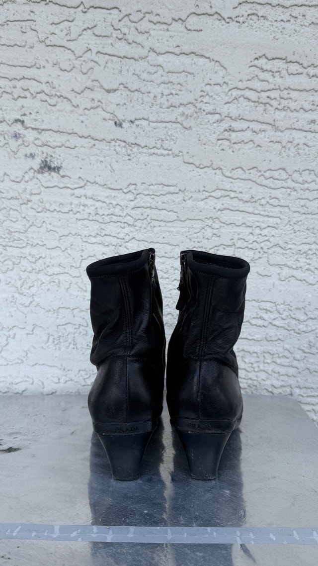 Vintage Prada Black Leather Ankle Boots - photo 4