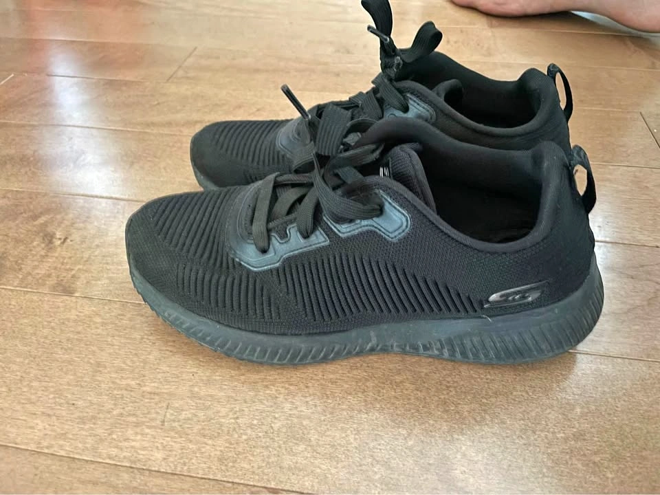Skechers Black Knit Athletic Sneakers
