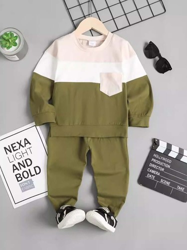 Unisex Kids Color Block 2 Piece Tracksuit Set
