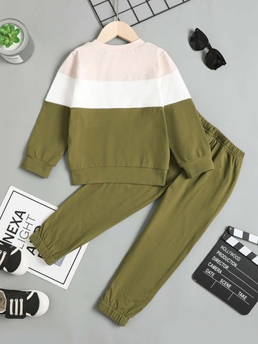Unisex Kids Color Block 2 Piece Tracksuit Set - photo 2