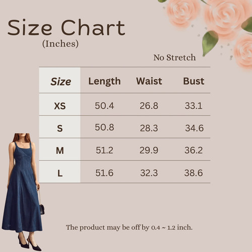 Women's Denim Midi Dress Square Neck A-Line Sleeveless - photo 3