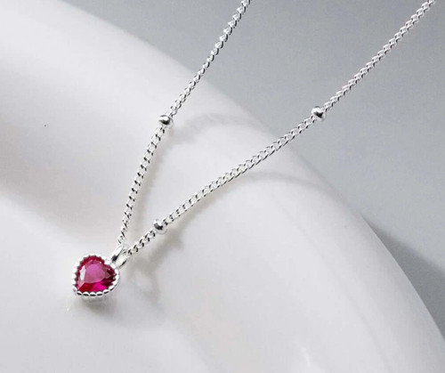 925 Sterling Silver Red Garnet Pendant Necklace for Women