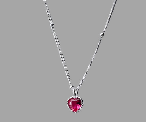 925 Sterling Silver Red Garnet Pendant Necklace for Women - photo 3