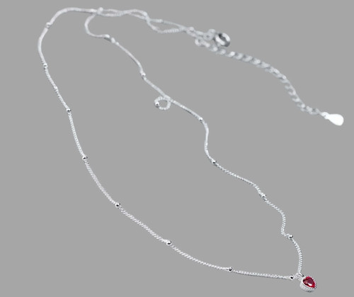 925 Sterling Silver Red Garnet Pendant Necklace for Women - photo 5
