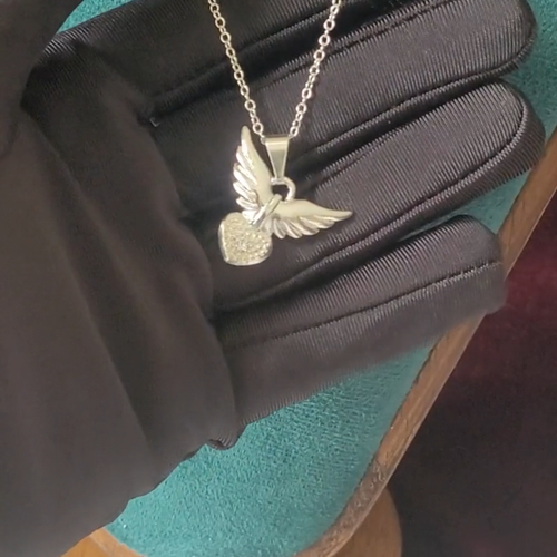 Heart Wings 925 Sterling Silver CZ Zircon Pendant Necklace - photo 2