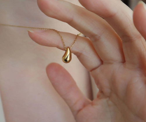 Classic Teardrop Necklace in 18K Gold-Plated Steel - photo 2