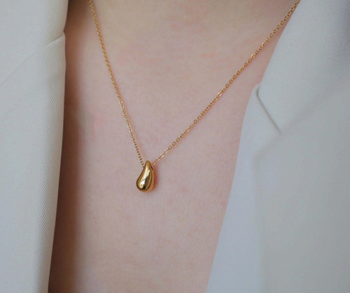 Classic Teardrop Necklace in 18K Gold-Plated Steel - photo 3