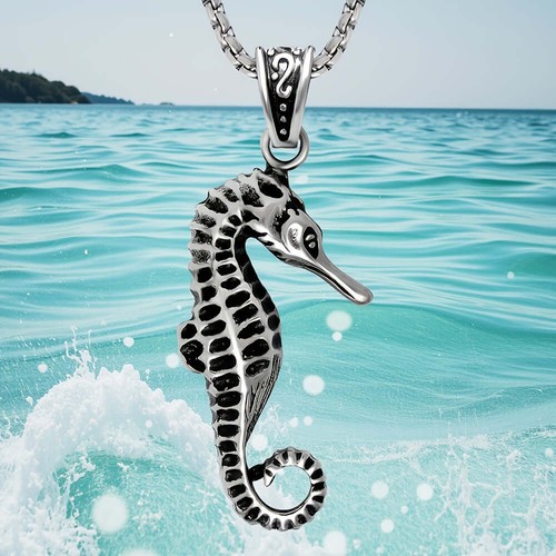 Ocean Seahorse Stainless Steel Pendant Necklace
