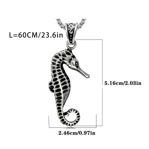 Ocean Seahorse Stainless Steel Pendant Necklace - photo 4