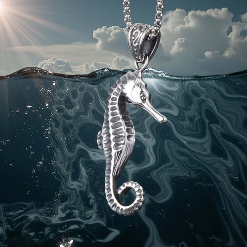 Ocean Seahorse Stainless Steel Pendant Necklace - photo 5