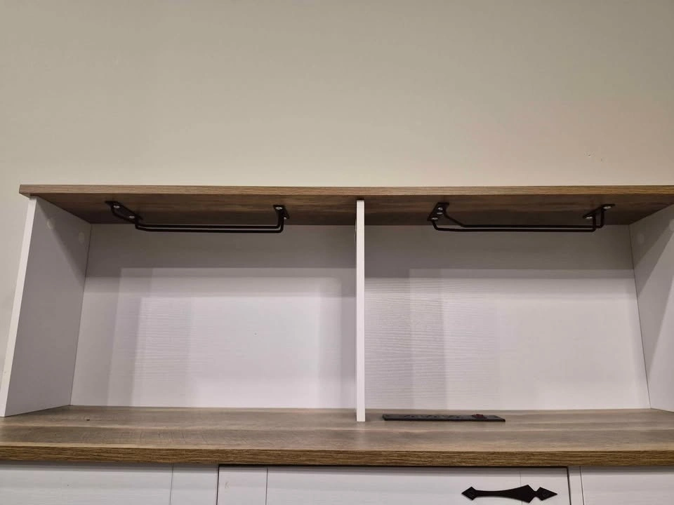 Farmhouse Bar Cabinet with Hutch and Power Outlet - photo 5