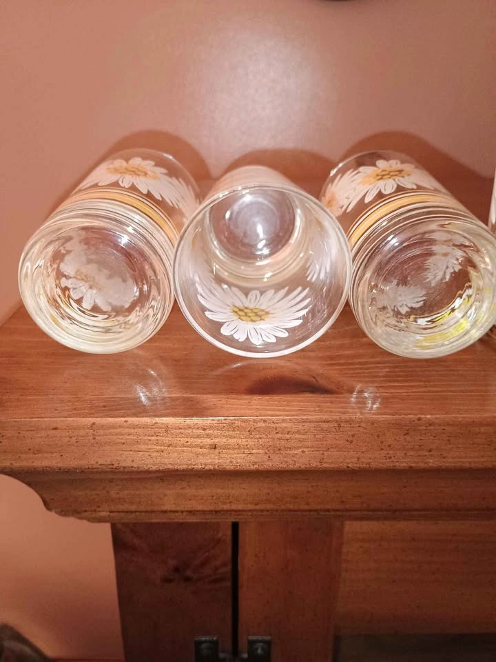 5x Vintage Daisy Glasses Pokee Bartlett Collins Yellow White - photo 4