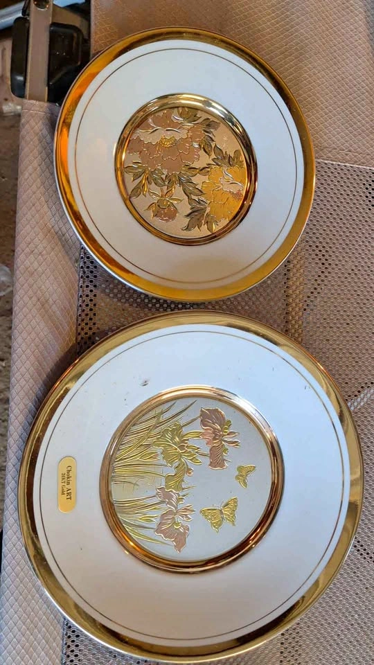 Chokin Art 24KT Gold Decorative Plates