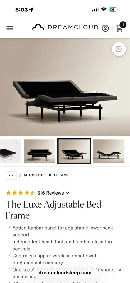 DreamCloud The Luxe Adjustable Bed Frame