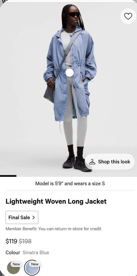 EEUC Lululemon Lightweight Woven Long Jacket - Sinatra Blue XL - photo 3