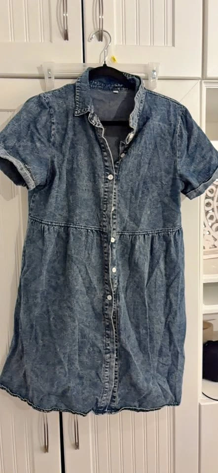 Denim Button-Front Dress