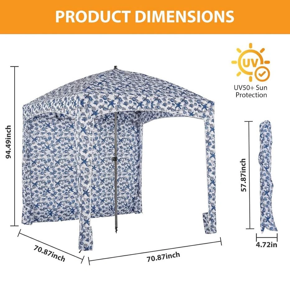 NEW 6x6 ft Beach Cabana Canopy Tent with Wall & Carry Bag - photo 2