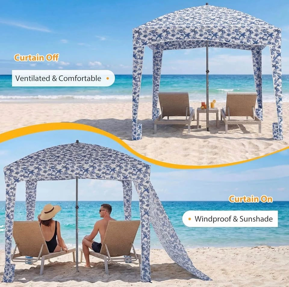 NEW 6x6 ft Beach Cabana Canopy Tent with Wall & Carry Bag - photo 3