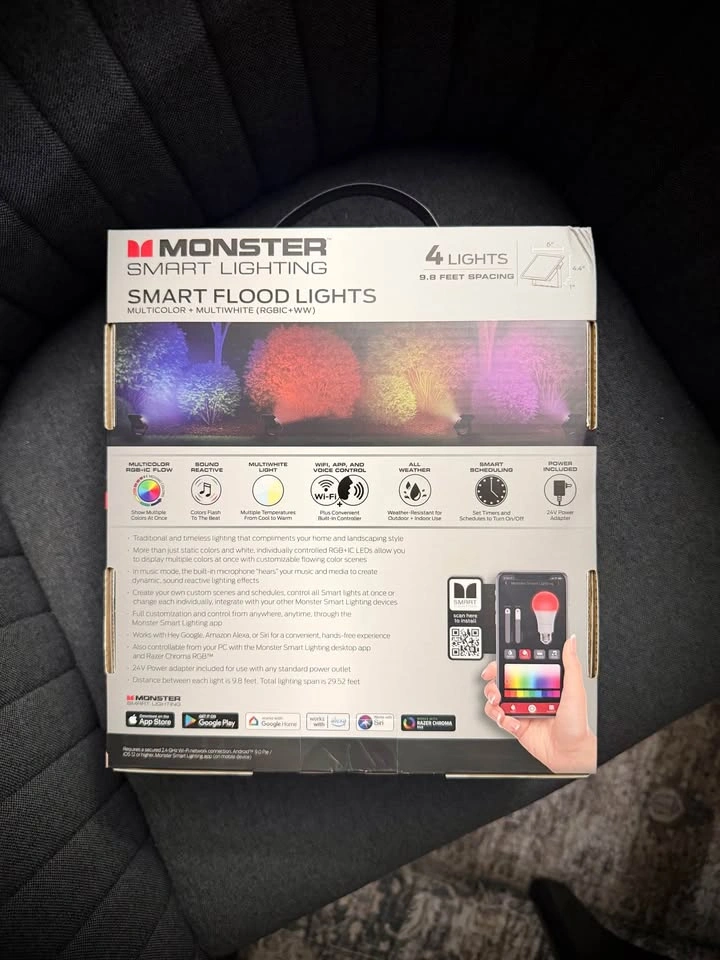 NEW Monster Smart Flood Lights (4-Pack) RGBIC + Multiwhite - photo 2