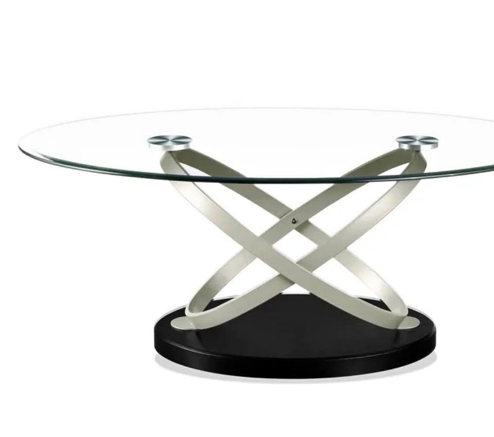 Vikki 48" Modern Oval Glass Top Coffee Table