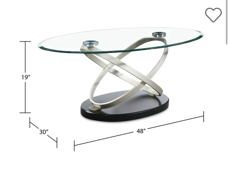 Vikki 48" Modern Oval Glass Top Coffee Table - photo 3