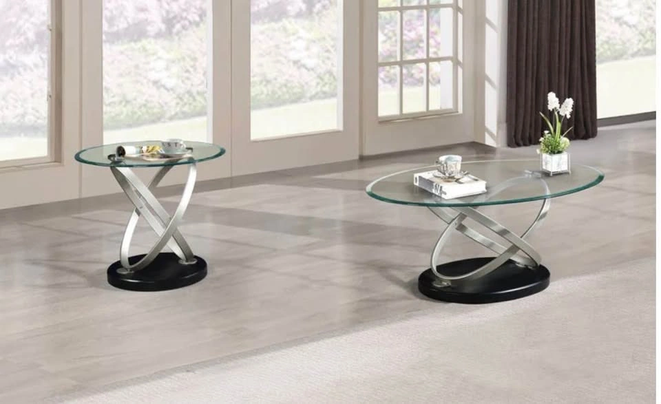 Vikki 48" Modern Oval Glass Top Coffee Table - photo 4