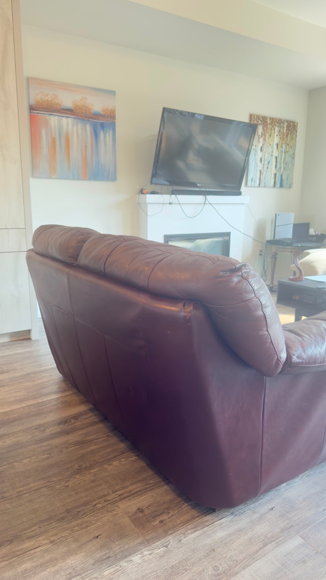 Burgundy Genuine Leather Loveseat