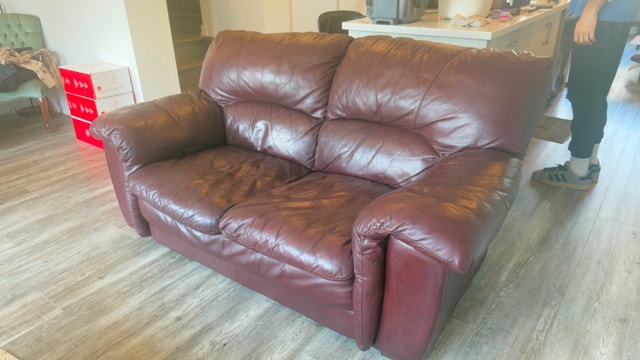 Burgundy Genuine Leather Loveseat - photo 3