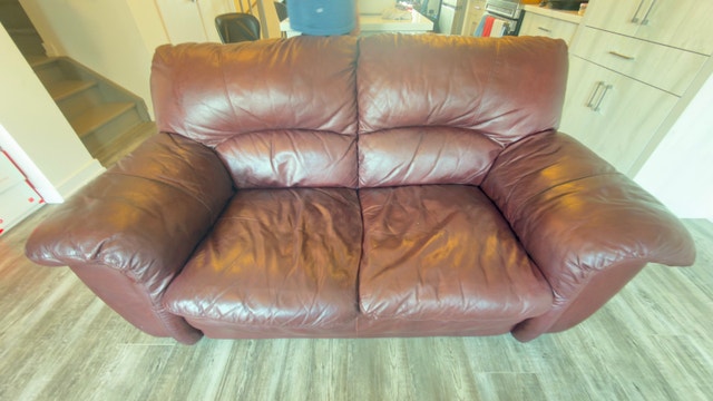 Burgundy Genuine Leather Loveseat - photo 4