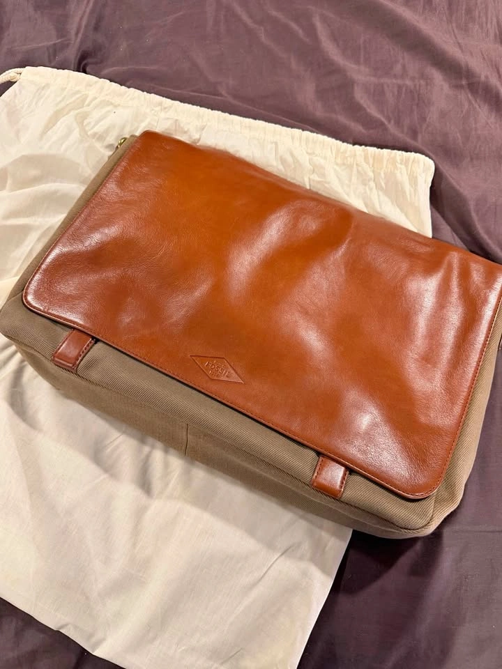 Fossil Canvas and Leather Messenger Bag