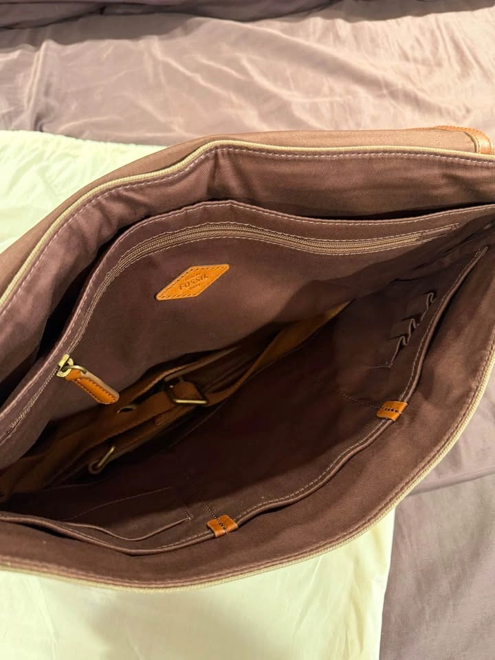 Fossil Canvas and Leather Messenger Bag - photo 2