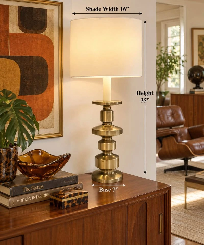 Vintage LAUREL MCM Table Lamp Brushed Brass