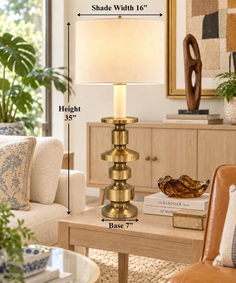 Vintage LAUREL MCM Table Lamp Brushed Brass - photo 2