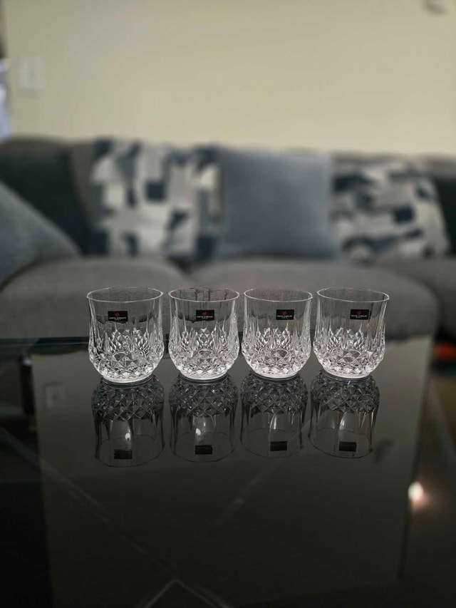 4 Cristal d’Arques Longchamp Crystal Whisky Glasses