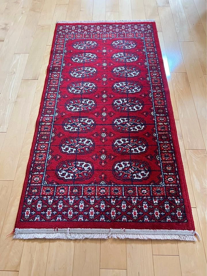 Persian Style Red Bukhara Runner Rug 47” X 23.5”