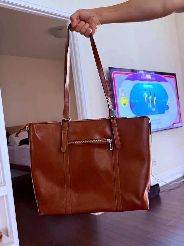 Women Leather Laptop Tote Bag - fits 15.6 inch Laptop - photo 2