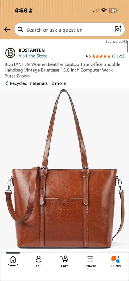 Women Leather Laptop Tote Bag - fits 15.6 inch Laptop - photo 4