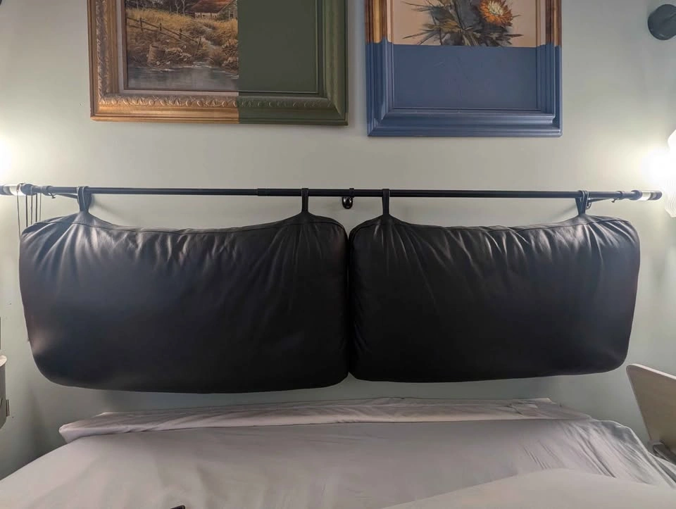 Leather pillows custom queen or full headboard with rod - photo 2