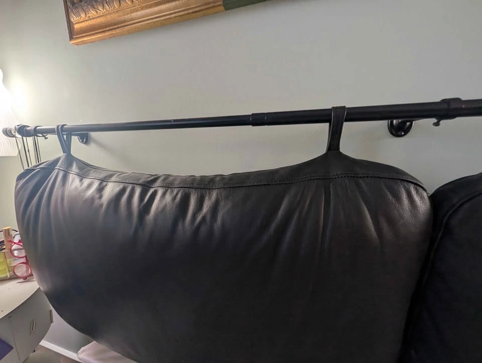 Leather pillows custom queen or full headboard with rod - photo 3
