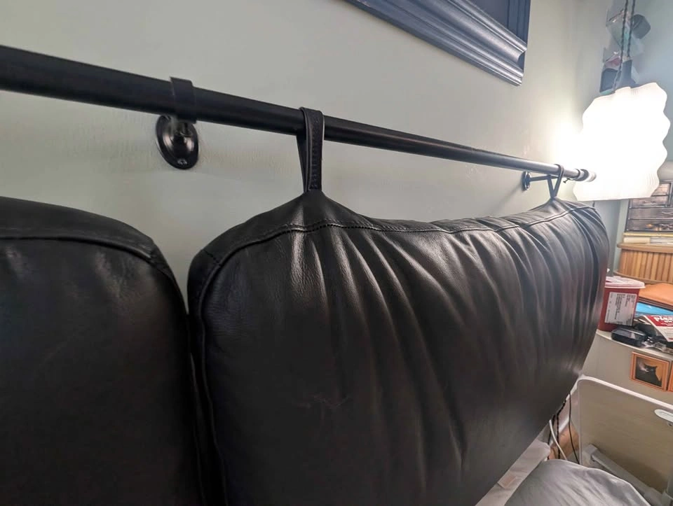 Leather pillows custom queen or full headboard with rod - photo 4