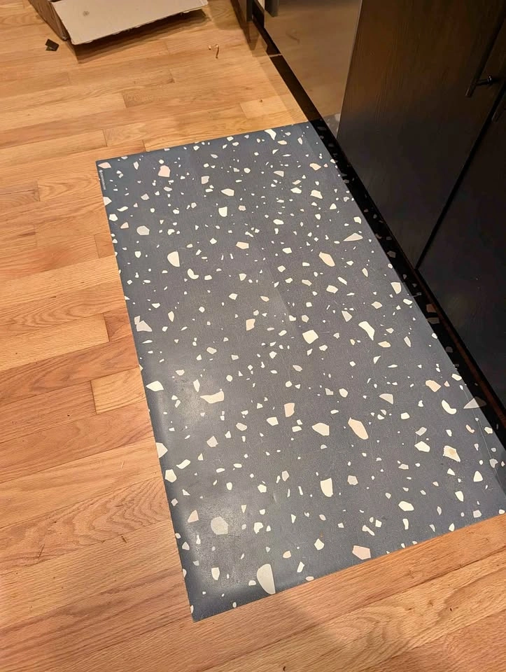 Terrazzo vinyl flat mat for kitchen or workspace (4x2.25)