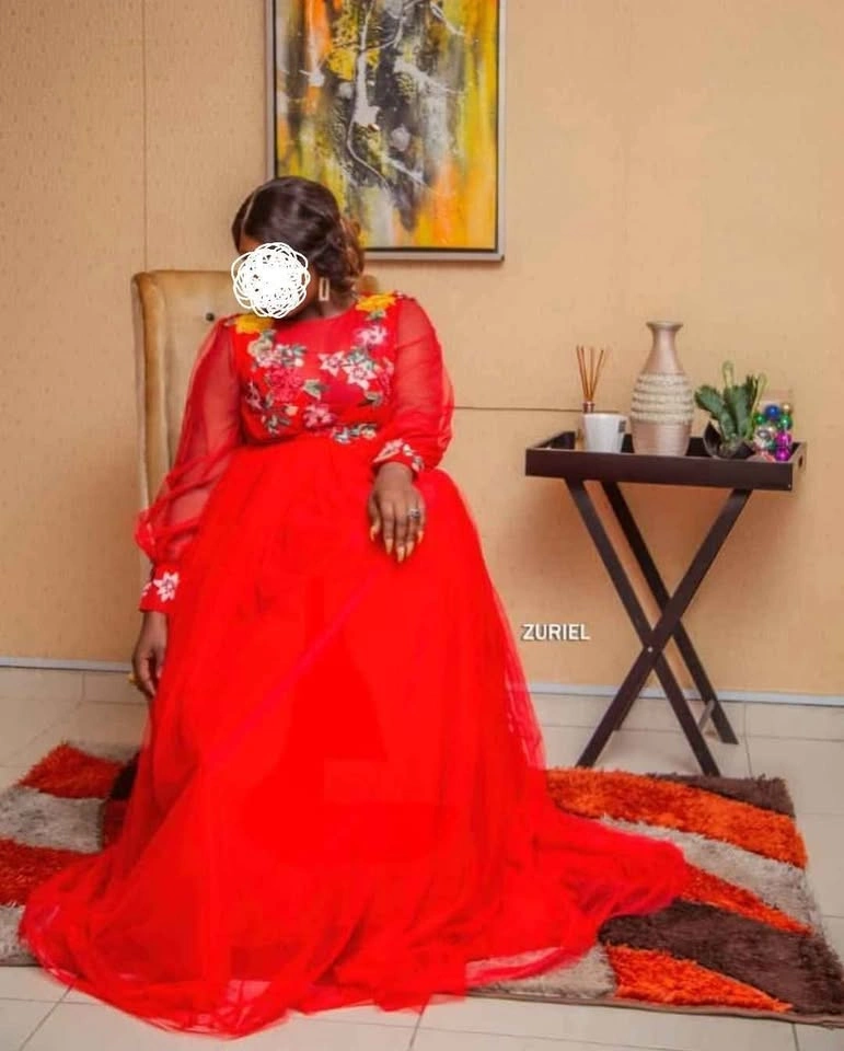 Bright red tulle maxi occasion dress - photo 2