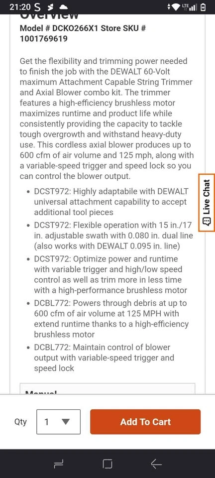 DEWALT FLEXVOLT Brushless String Trimmer/Axial Blower Kit - photo 5