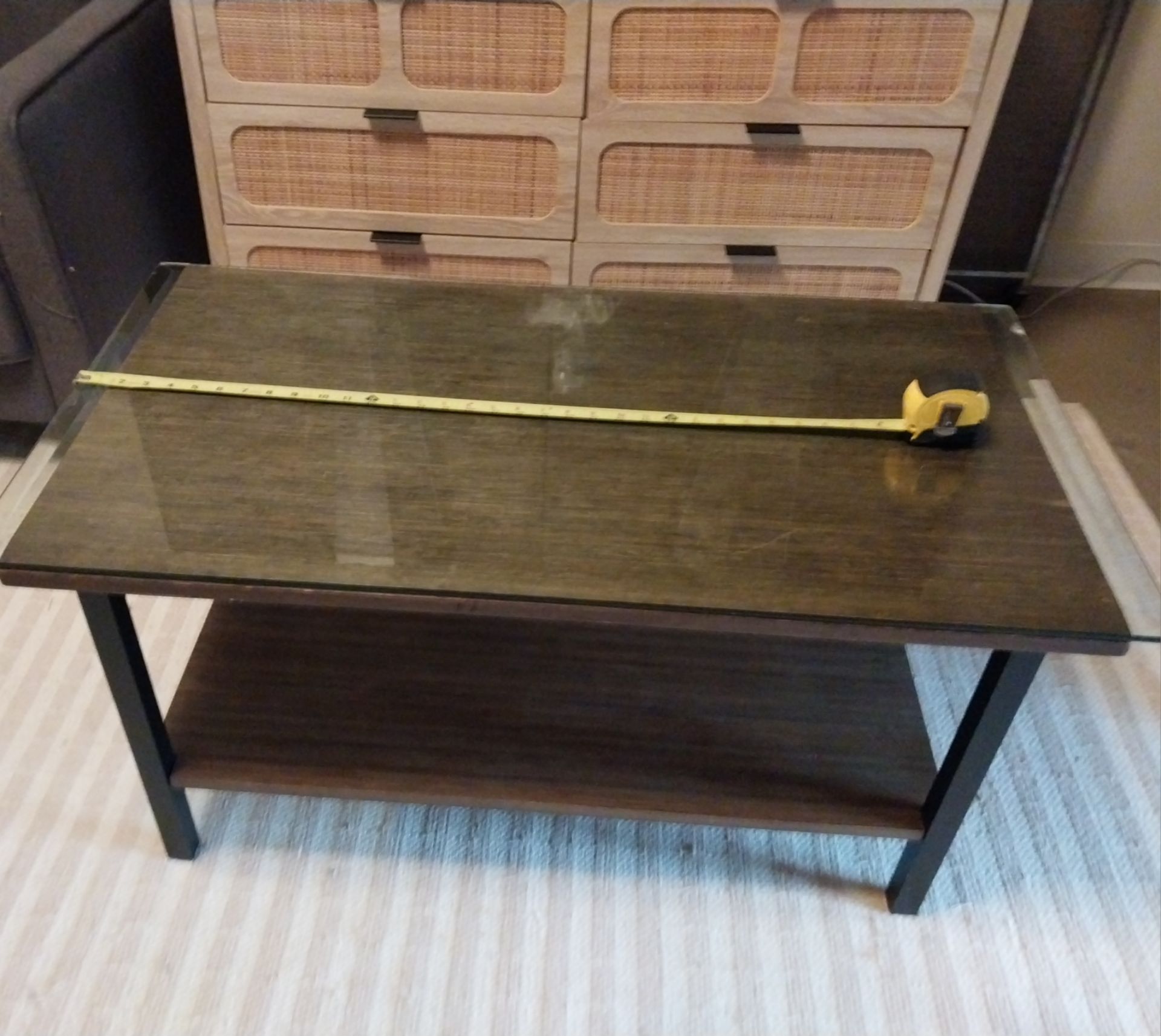 Modern Coffee Table Glass Top Wood