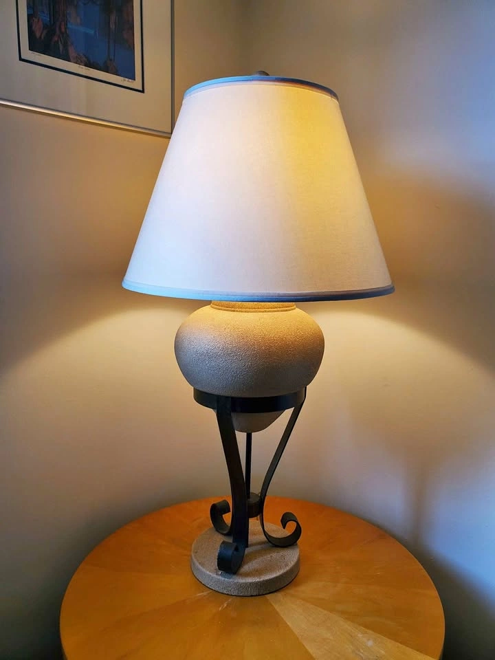Wrought Iron and Ceramic Table Lamp