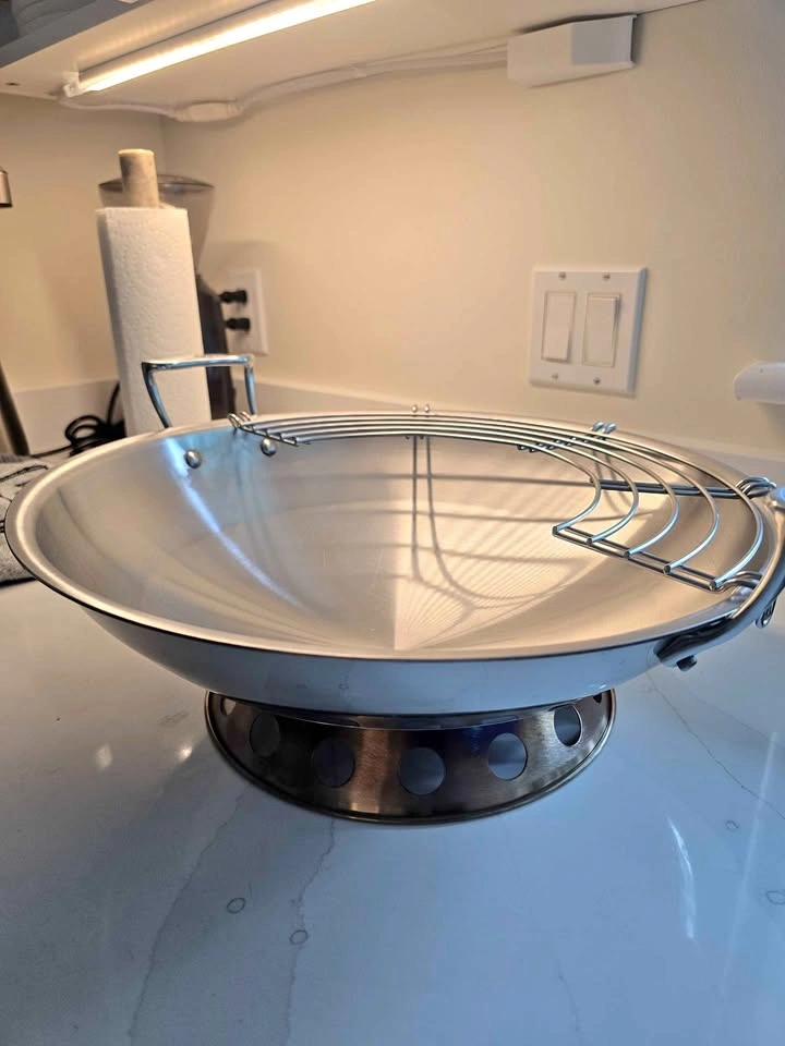 Rare All-Clad Copper Core 16" Round-Bottom Wok Set